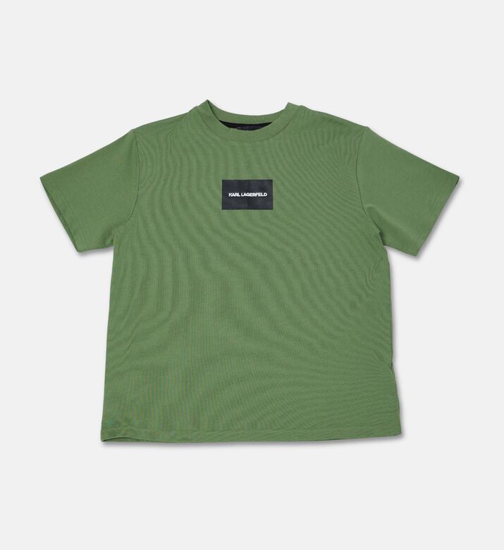 Karl Lagerfeld Logo-detail Back-print Tshirt, Green, 14y, Packshot View