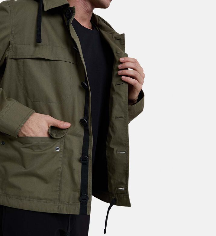 Drawstring Hem Front Flap Pockets Jacket