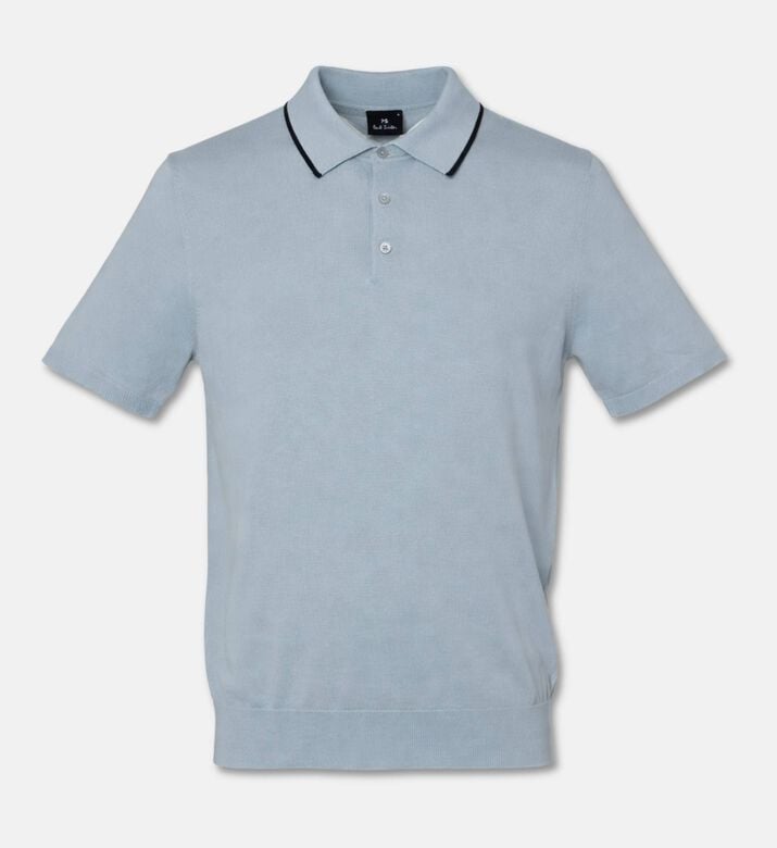 Paul Smith Logo Patch Contrast Tipping Polo Shirt, Blue, Xxl, Packshot View