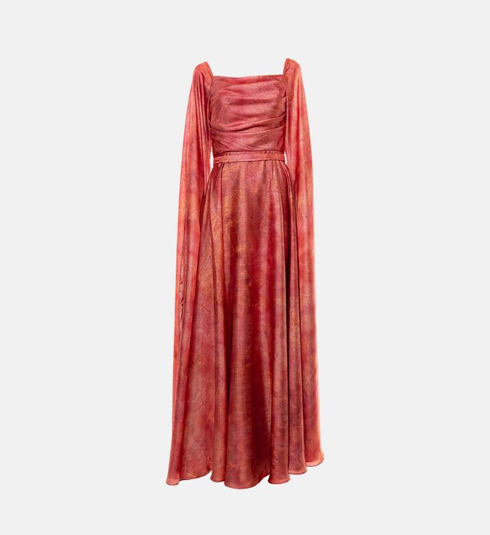 Cape Sleeves Square-neck Dress