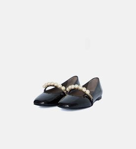 حذاء مسطح جلد لامع