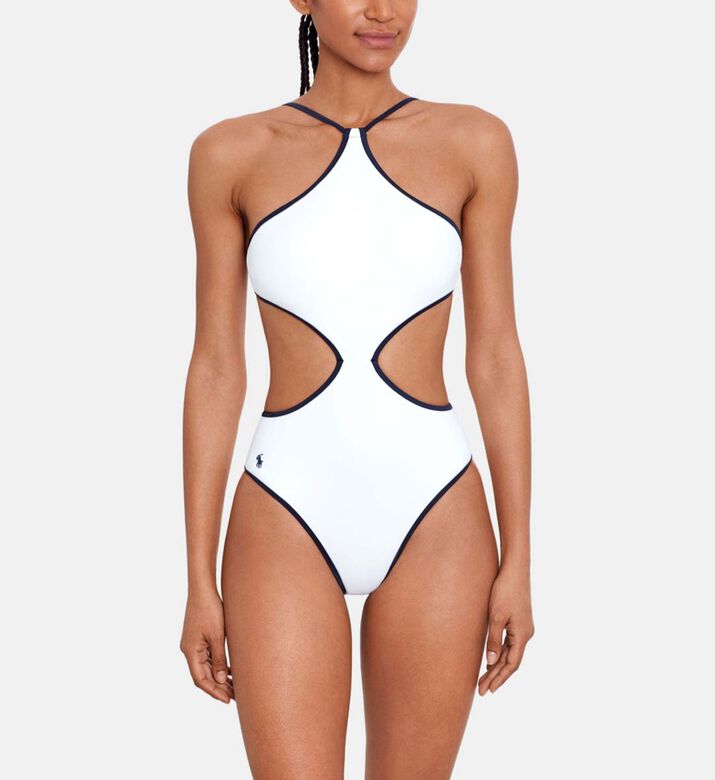 Scarf Two-tone One-piece Swimsuit