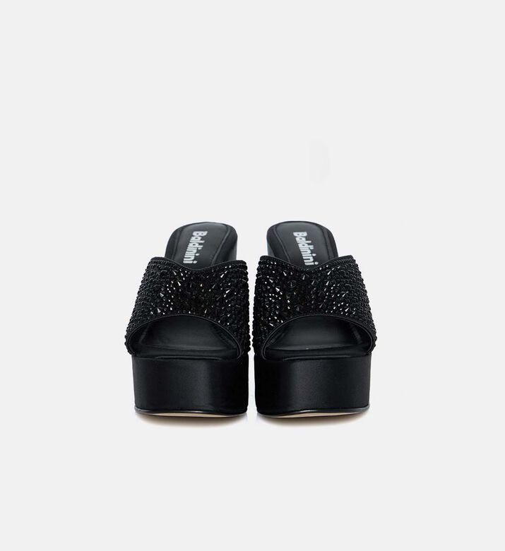 Satin Embellished Platform Sandals