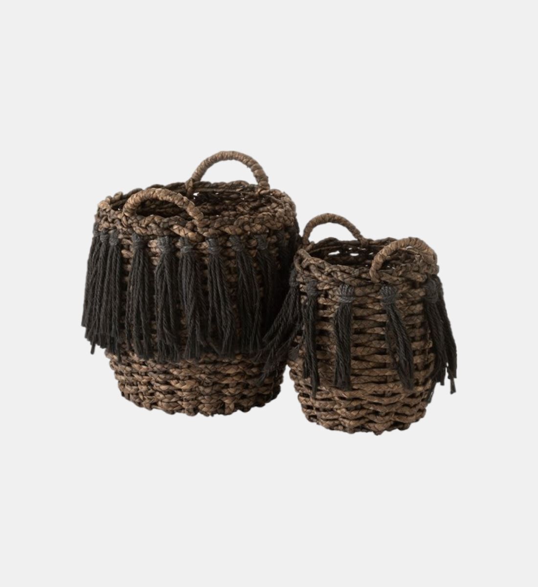 Jolipa Rattan Tassled Baskets 2 piece Set Accessories