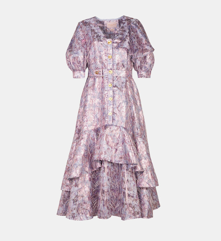 فستان مطرز بالريش