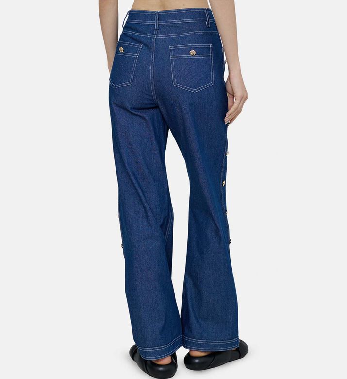 Button-detail Flared Denim Pants