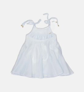 فستان بقصة هرمية مكشكش بأكتاف مربوطة قابلة للتعديل