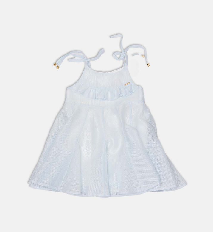 Ruffled Adjustable Tie-up Shoulder Straps A-line Dress