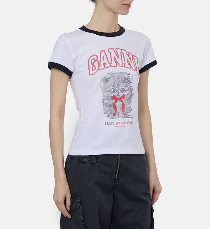 Ganni Logo-print Short-sleeve T-shirt, Model View
