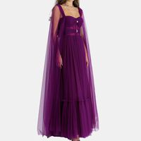 Cape Tulle Gown With Pearl Detail Corset