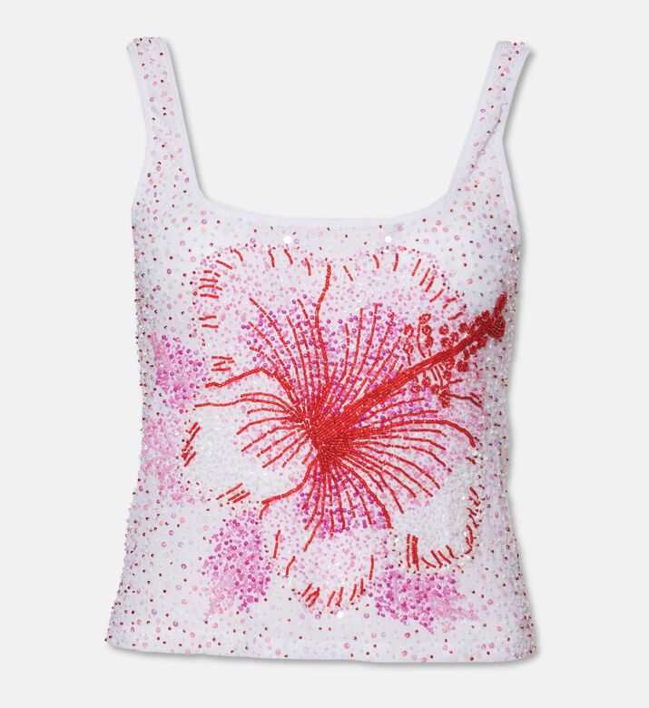 Leslie Amon Beaded Sequined Base Tank Top, Packshot View
