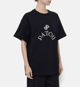 Patou Crystal-embellished Logo T-shirt, Black, L, Model View
