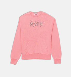 سويت شيرت بياقة دائرية مزين بأحجار الراين