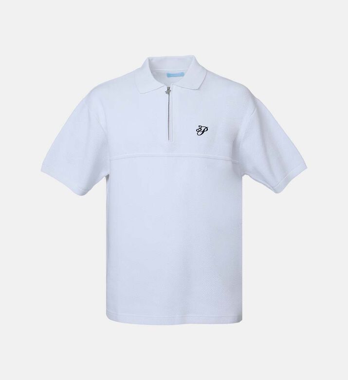 Logo-embroidery Quarter-zip Polo Shirt