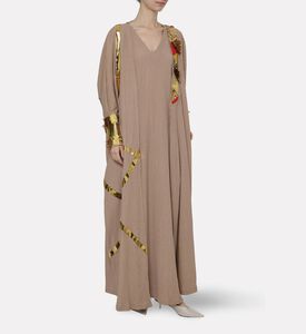 Dalia Al Azem Geometric-embroidery Metallic Cuffs Abaya, Model View