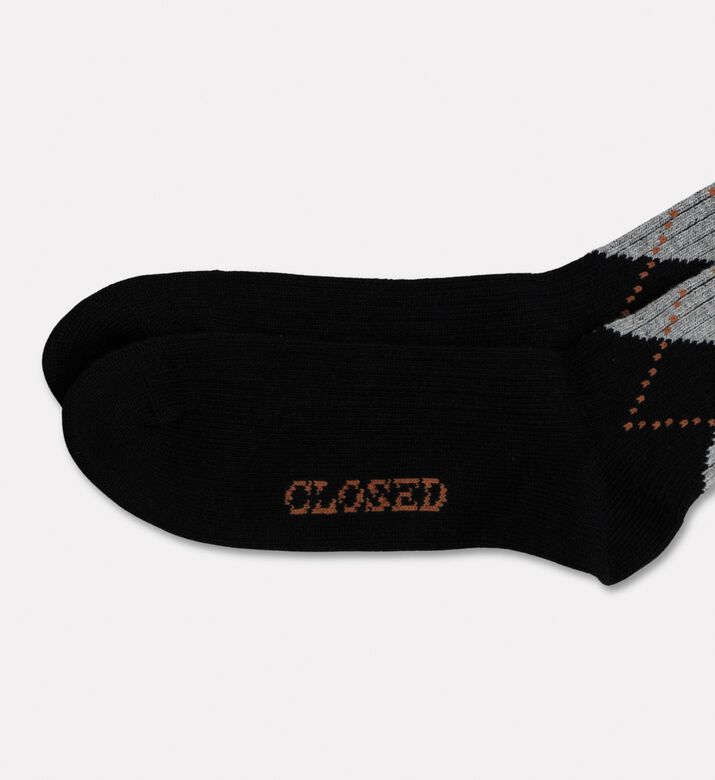 Closed Argyle Knit Socks, Black, L, Packshot View