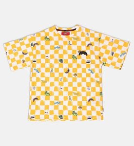 تيشيرت بطبعة مربعات وشخصيات فانكويش