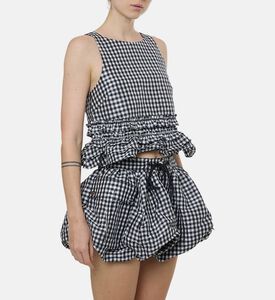 Ganni Checkered-print Sleeveless Top, Model View