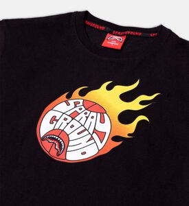 تيشيرت قطن بطبعة كرة سلة مشتعلة