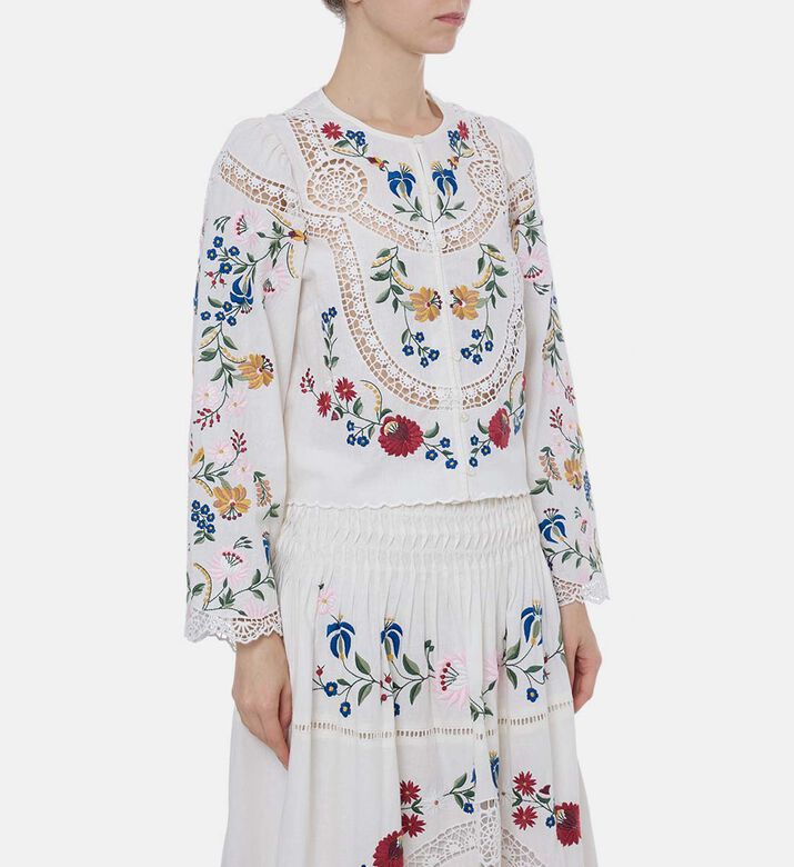 Multicolor Floral-embroidery Shirt