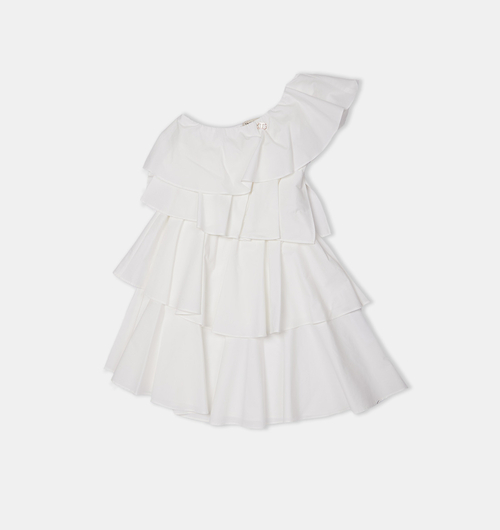 Cotton Ruffled One-shoulder Dress