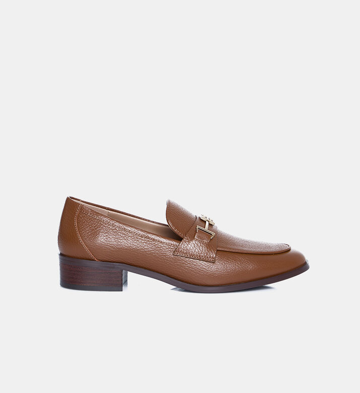 Leather Gold-buckle Loafers