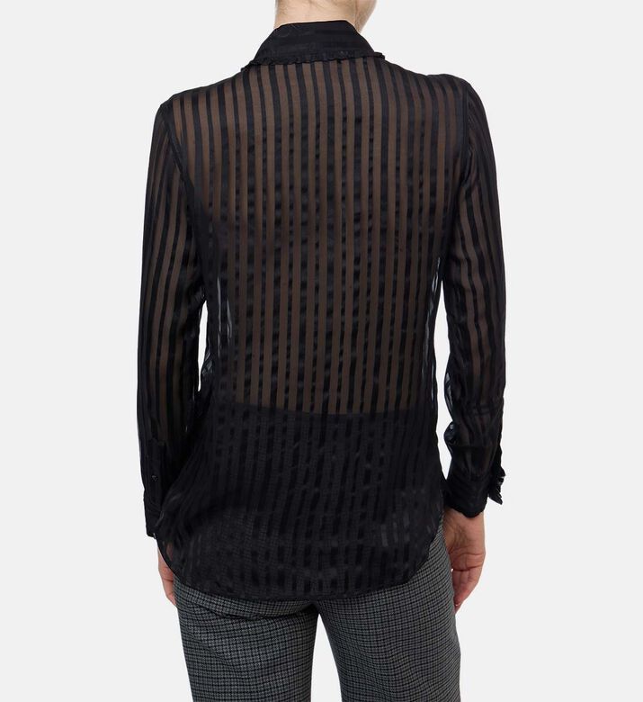 The Kooples Striped Ruffled Sheer Shirt, Model View