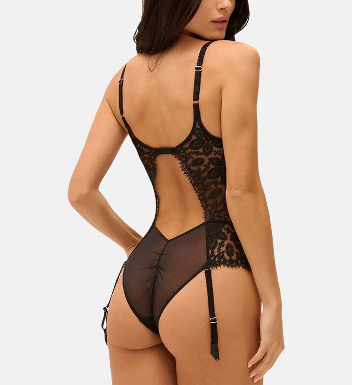 Corset-style Boning Mesh Panels Bodysuit