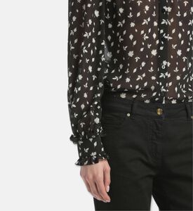 Luisa Spagnoli Lifar Sheer Leaf-print Button-down Front Blouse, Model View