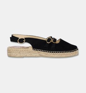 Salvi Espadrille Slingback Triple Buckle Straps Flats, Black, Eu-39, Packshot View