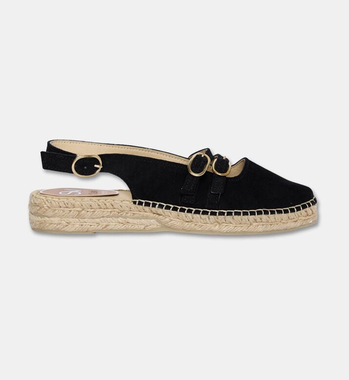 Salvi Espadrille Slingback Triple Buckle Straps Flats, Black, Eu-39, Packshot View