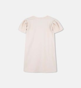 فستان بأكمام قصيرة منتفخة بقصة عادية