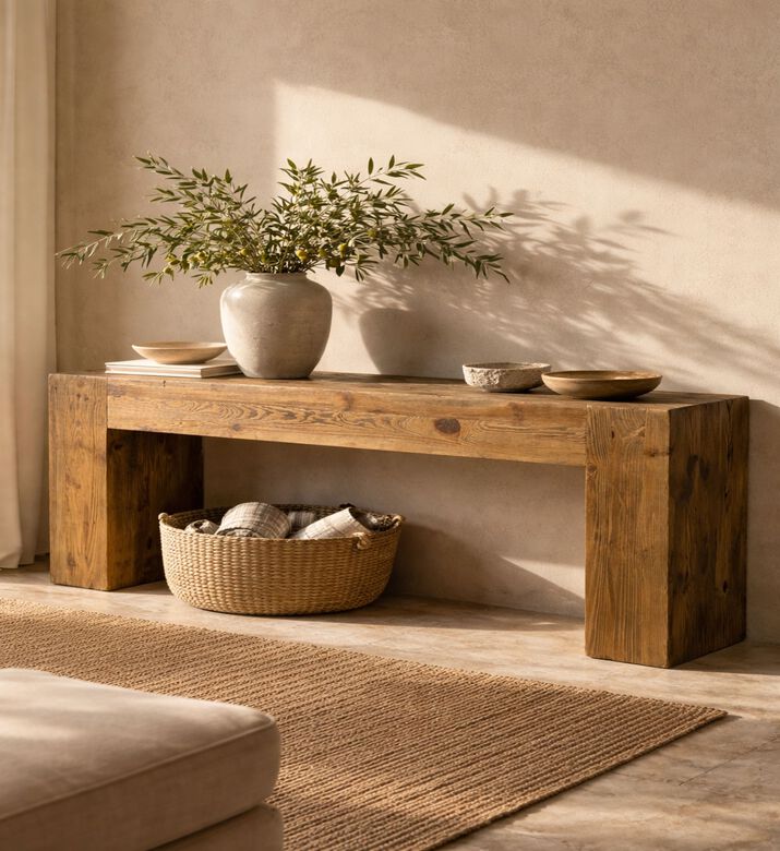 Home Deco and More Log Pine Wood Console, Packshot View