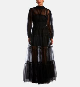 فستان شفاف تول برقبة عالية