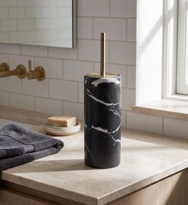Aquanova Nero Marble Toilet Brush Holder, Black, Model View