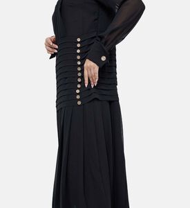 فستان ماكسي منسوج بطيات