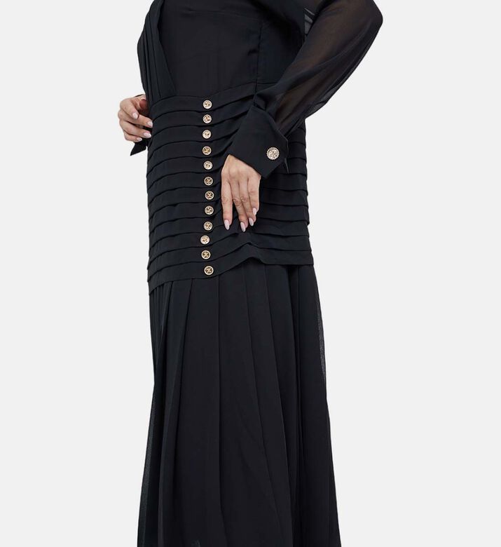 فستان ماكسي منسوج بطيات