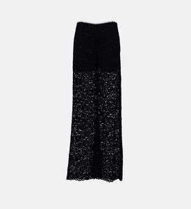 Lace Embroidered Flower Wide-leg Pants