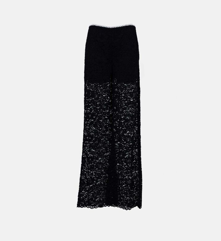 Lace Embroidered Flower Wide-leg Pants