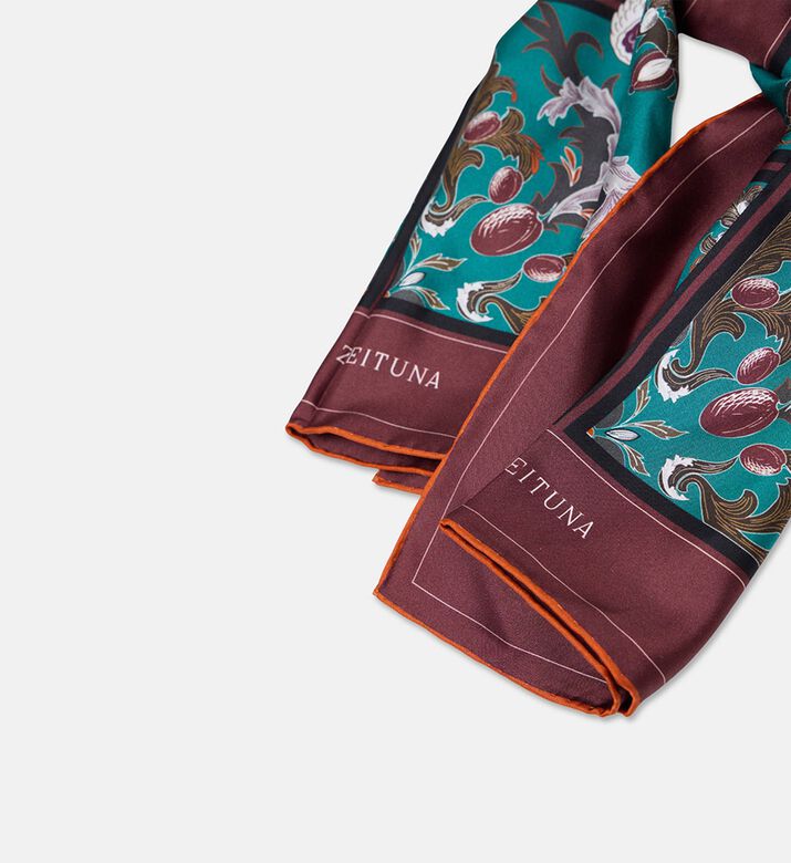 The Zeituna Henhouse Silk All-over Tiled Floral-print Scarf, Packshot View