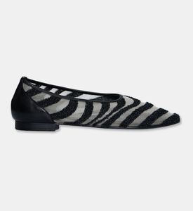 Atana Silver Mesh Zebra-stripe Ballerinas, Packshot View