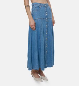 Ba and Sh Laddie Button-front High-waisted Midi Skirt, Model View