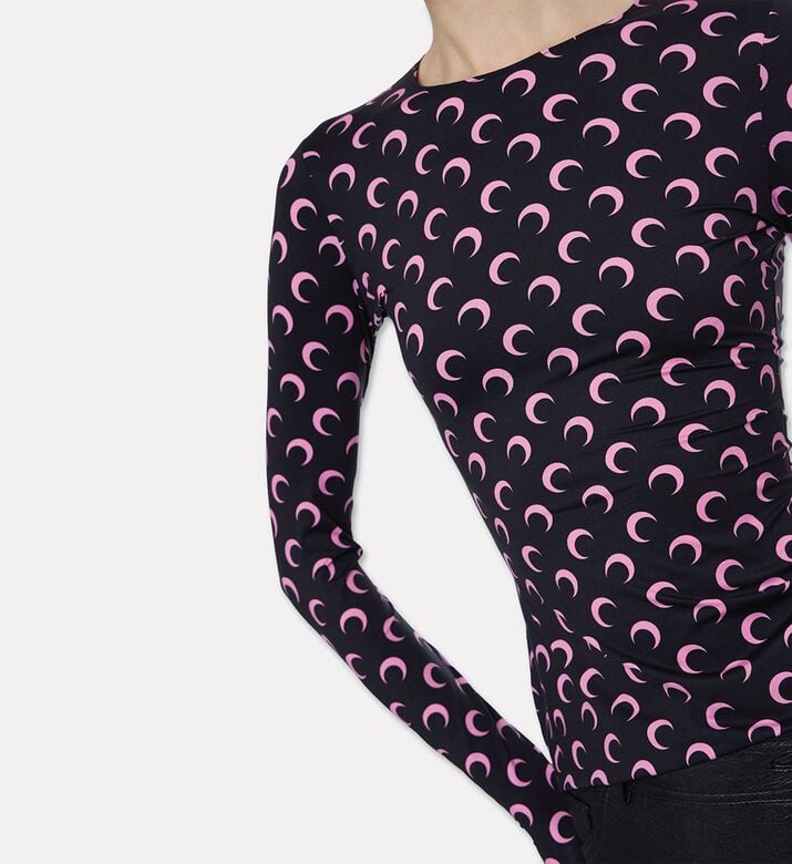 Marine Serre Moon-print Fitted Jersey Top, Model View