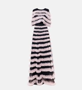 فستان كشكش ثنائي اللون بطبقات