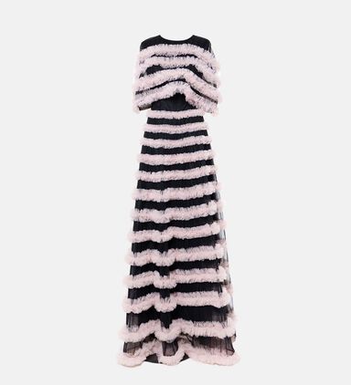 Bi- Colored Layered Ruffle Dress