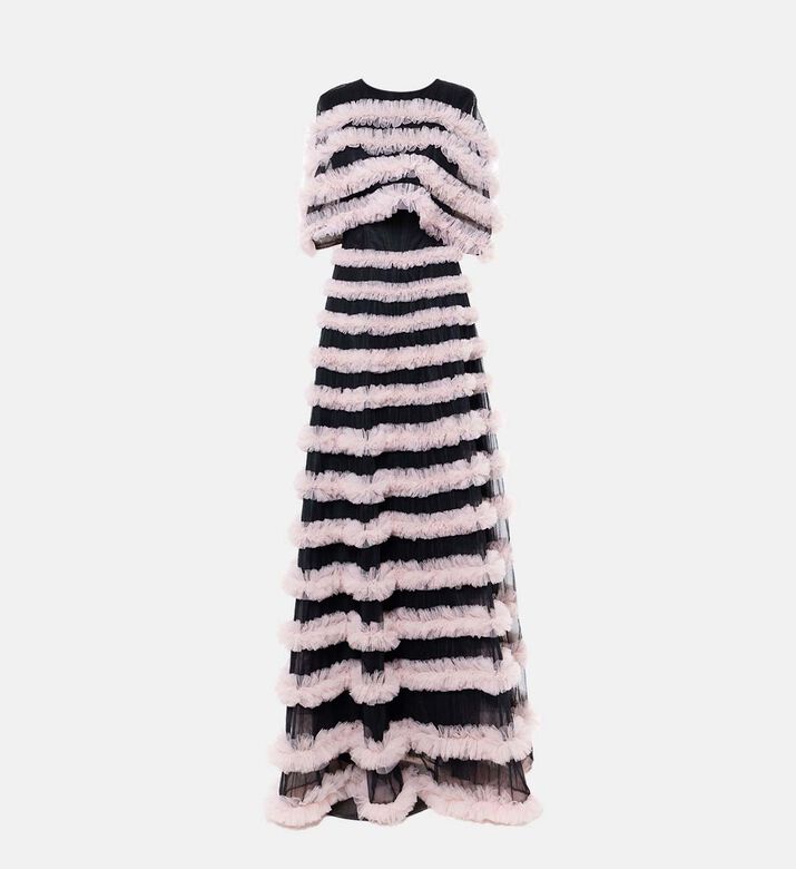 Bi- Colored Layered Ruffle Dress