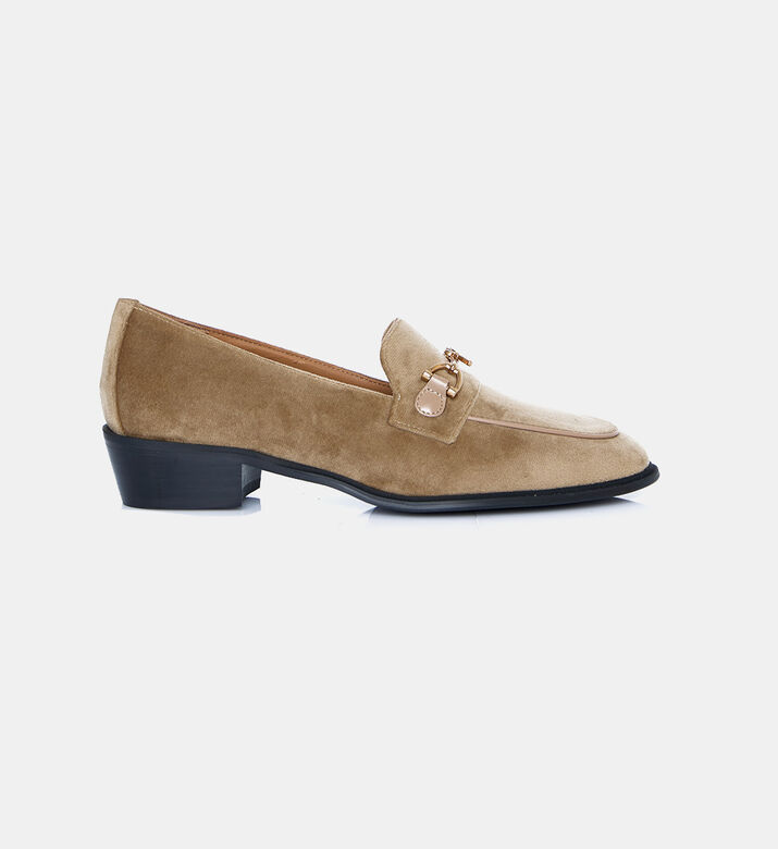 Velvet Block Heel Loafers