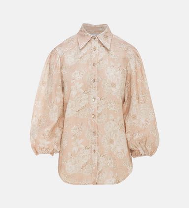 All-over Floral-print Three-quarter Shirt