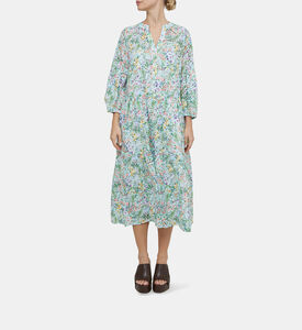 Floral-print Puffy Sleeve Midi Dress Floral-print Puffy Sleeve Midi Dress