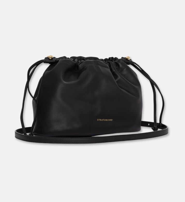 Strathberry Foil-embossed Logo Drawstring Pouch, Black, Packshot View